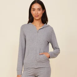 MONROW Supersoft Zip Up Dark Heather Hoody DARKHEATHER Cheap